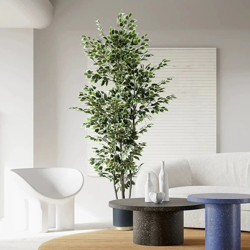 3-6Ft Large Artificia Ficus Tree Fake Plants Plastic Palm Tree Real Touch Banyan Leaves for Home Garden Shop Office Decor