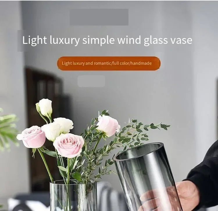 Vases Simple European hydroponic plant household living room table inserted flower wood base transparent glass vase Home Decor