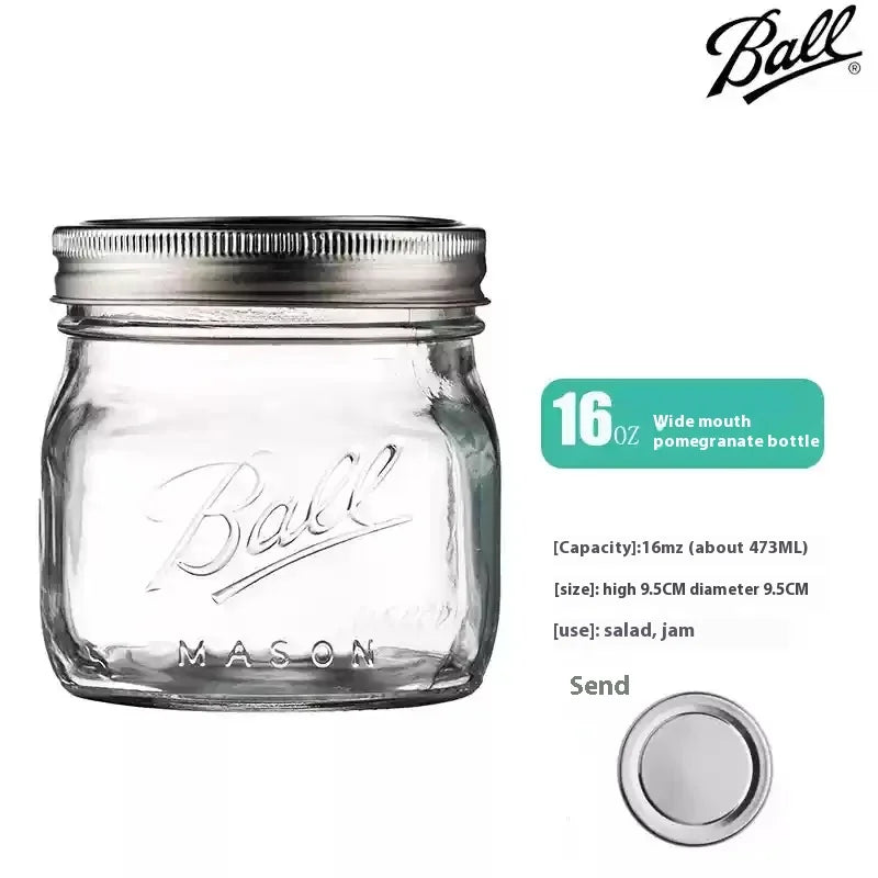 American Mason Jar Glass Transparent Oat-Sealed Beverage Cup Durable Kitchen Storage Container for Milk Shake & Juice
