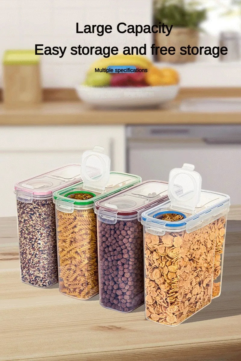 4pc Kitchen Food Storage Tank Miscellaneous Grain Storage Box 2.5L/4L Set Transparent PP Sealed and Waterproof Storage Container