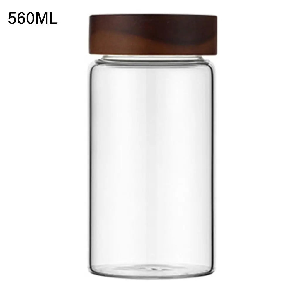 Home&Kitchen Containers Acacia Wood Miscellaneous Grain Storage Tank Split Bottle Sealed Can Storage Pots Spice Jars