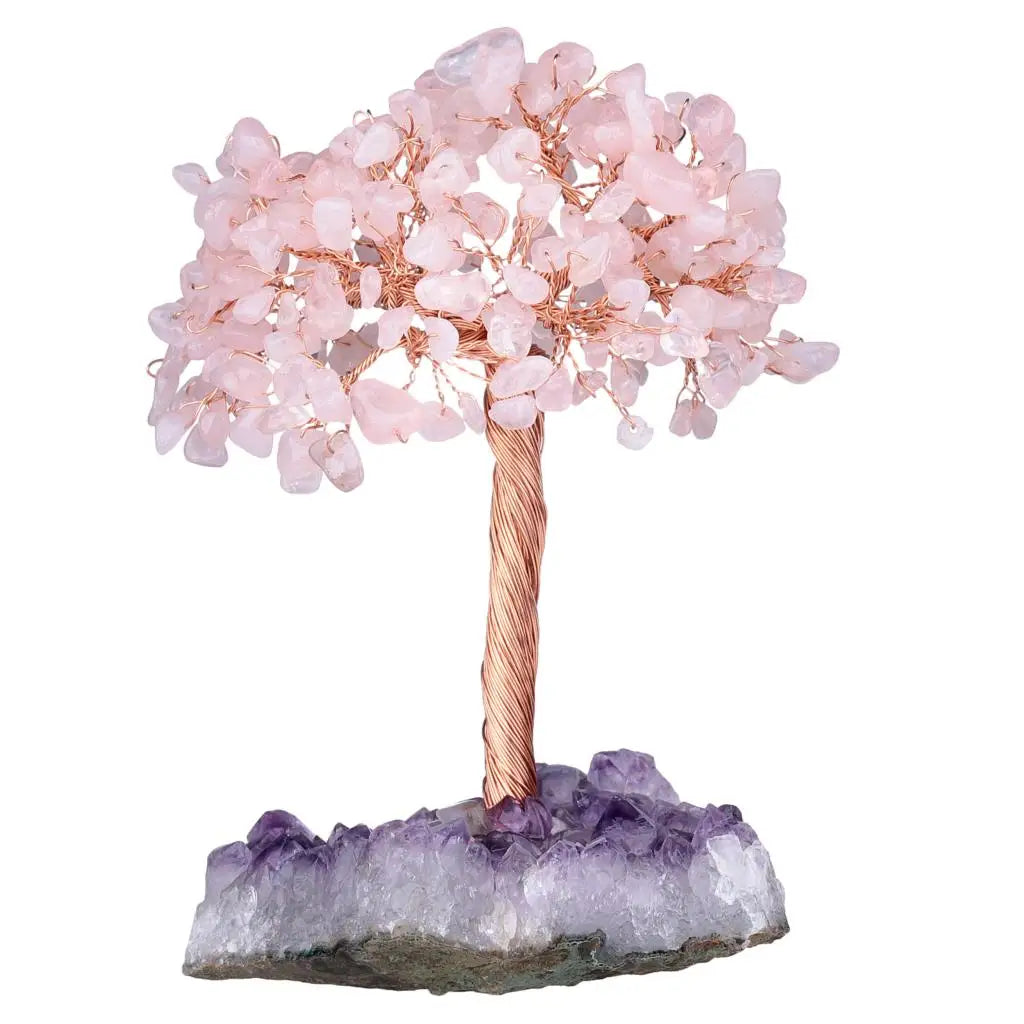 Natural Crystal Money Tree With Rough Amethyst Cluster Base For Luck Wealth Fengshui Home Decoration Desktop Ornaments