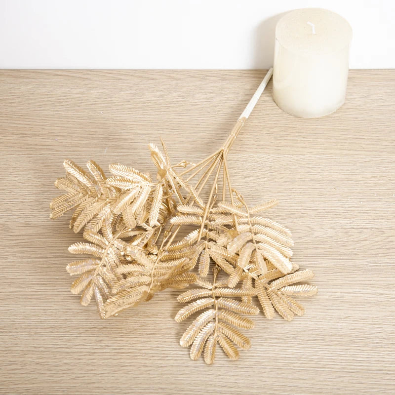 Artificial Plant Gold Fake Flower Plastic Grass Home Christmas Wedding Decorations Arrangement Faux Plant Party Vase Accessories