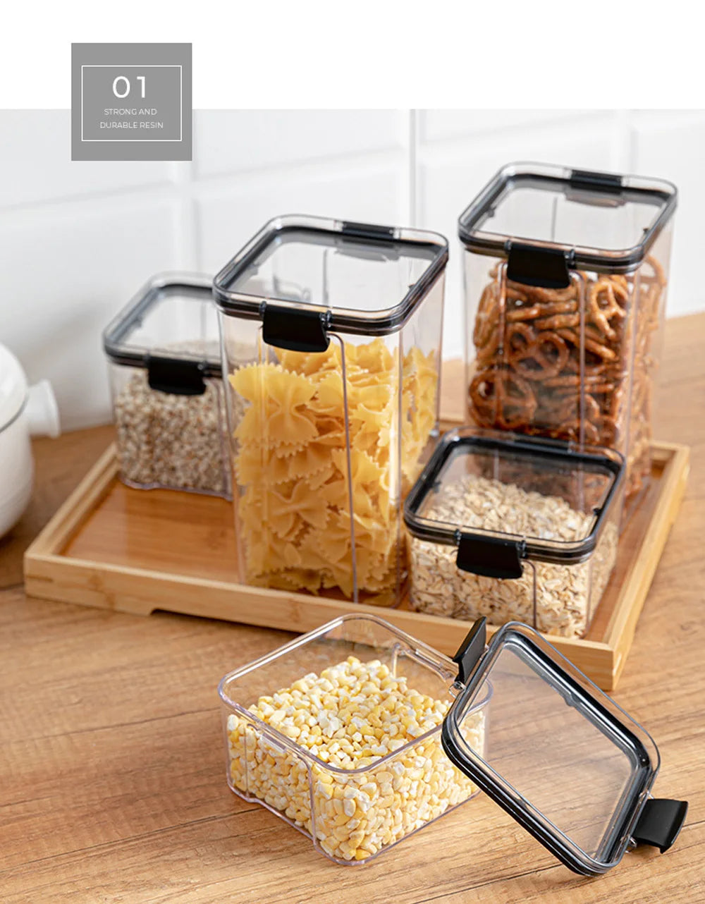 PET Food Storage Containers Kitchen Organization Kitchen Storage Box Jars Ducts for Food Storage Box Fridge Organizer Containers