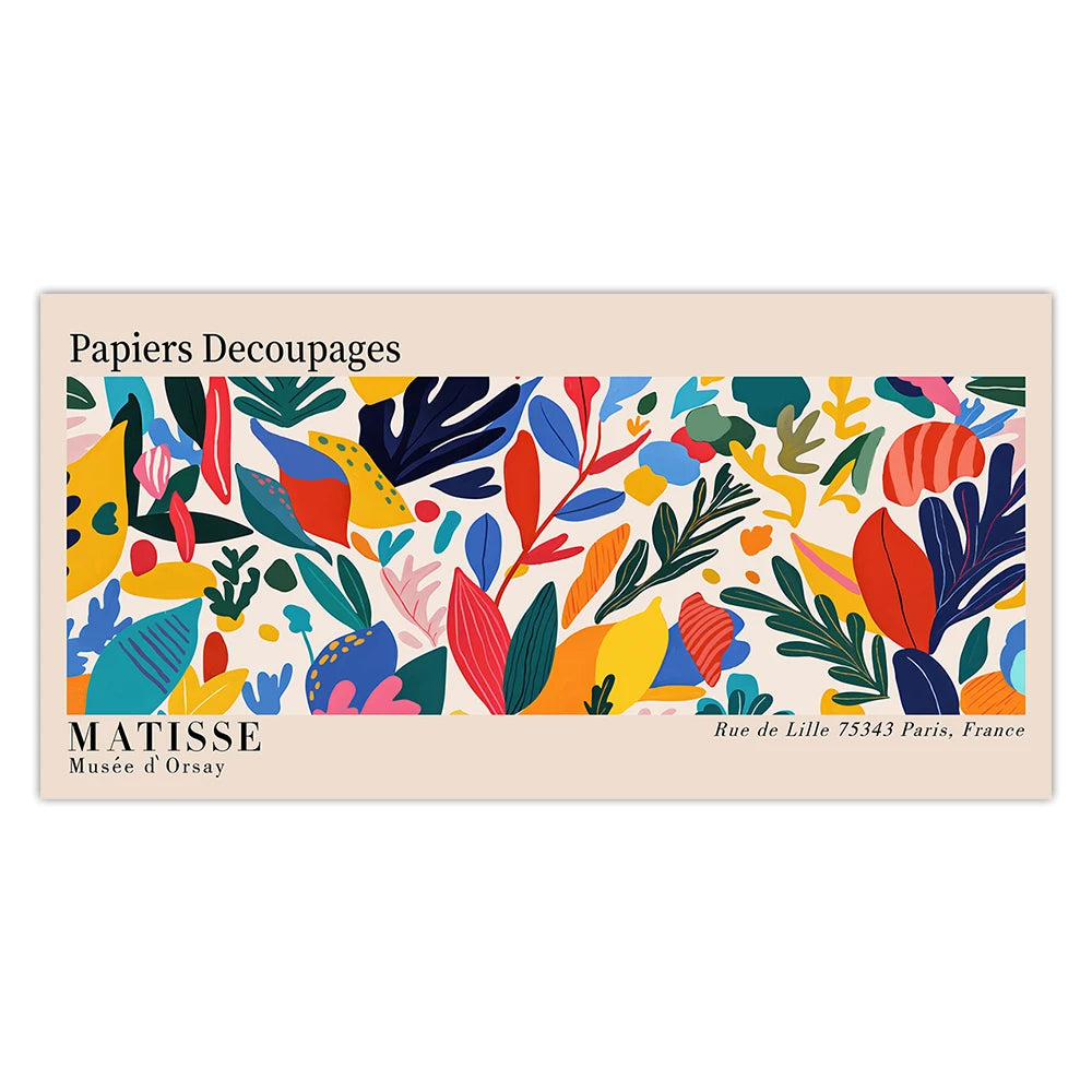 Large Matisse Bauhaus Geometric Leaves Exhibition Poster Abstract Canvas Painting Prints Minimalist Wall Art for Home Decor 1PC