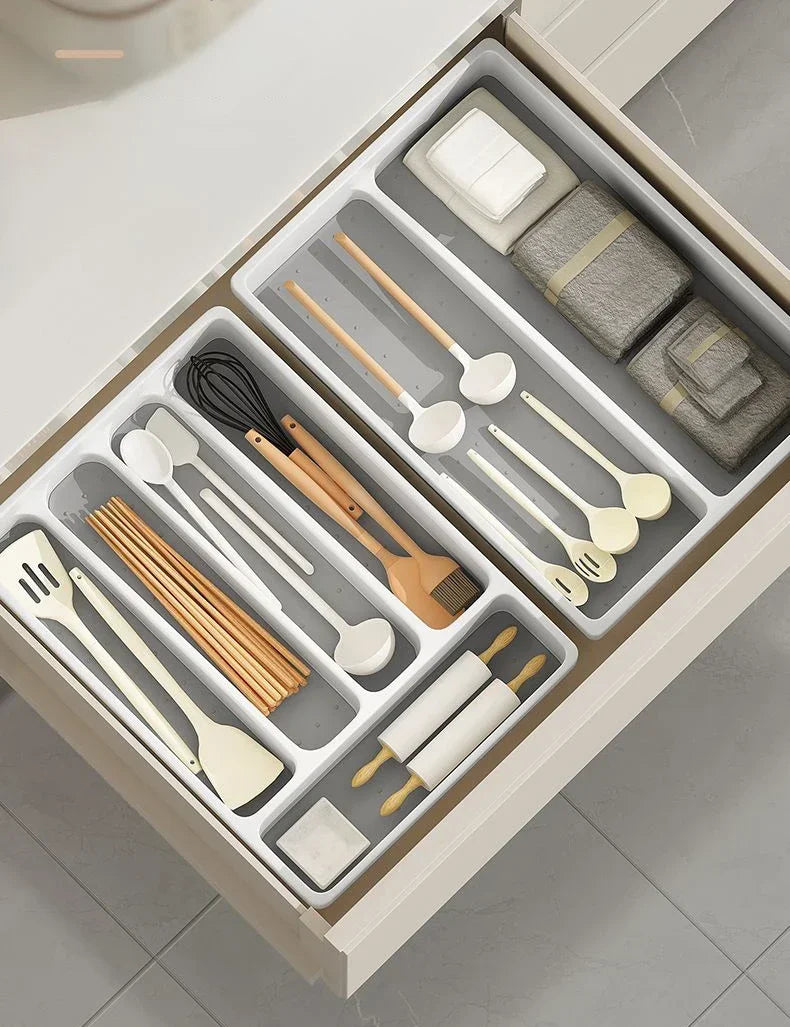 Drawer Kitchen Organizer Silverware Utensil Tray for Flatware Cutlery Holder White Separate Storage Cutlery Kitchen Organiser