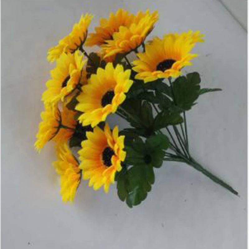Artificial Flowers Sunflowers Fake Flowers Sunflower Silk Flowers 7 Sunflowers Wedding Photography Home Decor Bouquet Wholesale