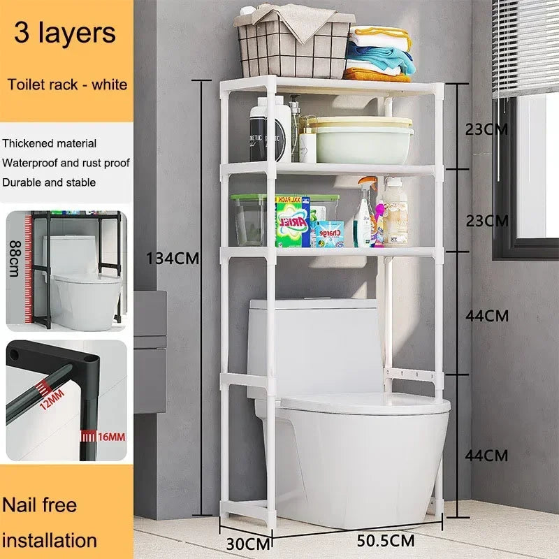 Washing Machine Storage Rack 3 Layers Adjustable Portability Balcony Storage Racks Floor Standing Toilet Bathroom Accessories