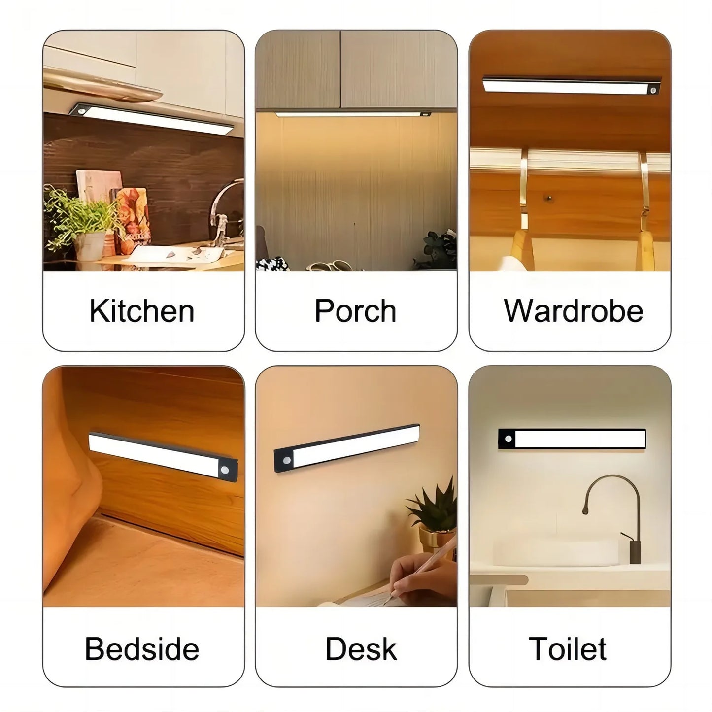 1pc LED Motion Sensor Cabinet Light, USB Rechargeable Night Counter Closet Light, Adjuastable Color,Different Size Available