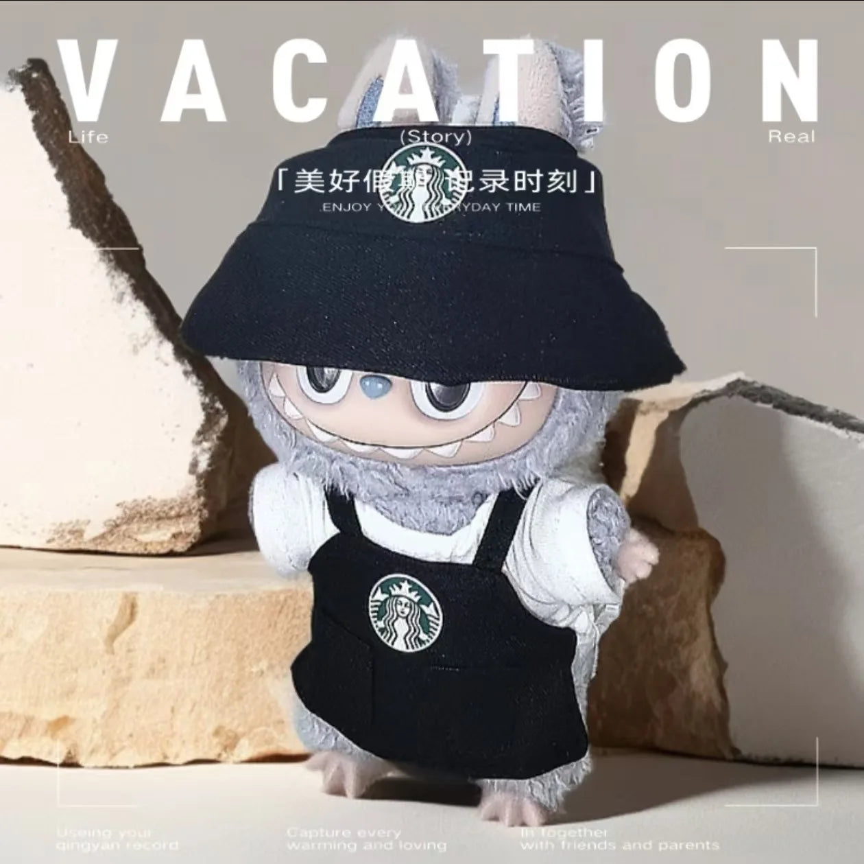 Labubu Clothes Outfit V1 V2 Work Uniform Keychain Set Mini Barista Costume Doll Clothes Collection For Sitting Dolls Display