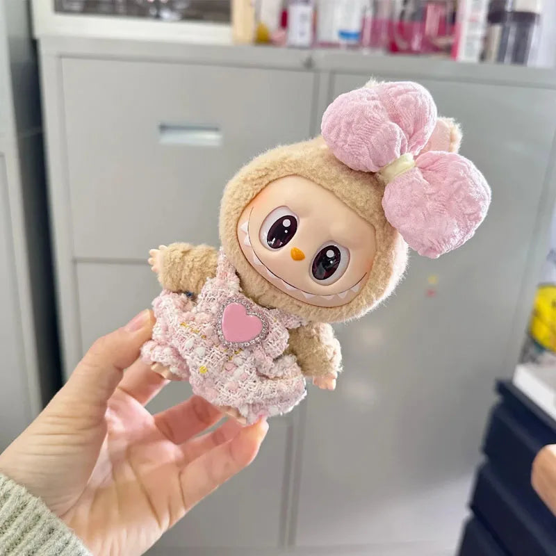 17CM Cute Labubu Doll Clothes Outfit Accessories Classic Dress Set for V2 Mini Dolls Clothing Girl Kid Gift Labubu Ropa