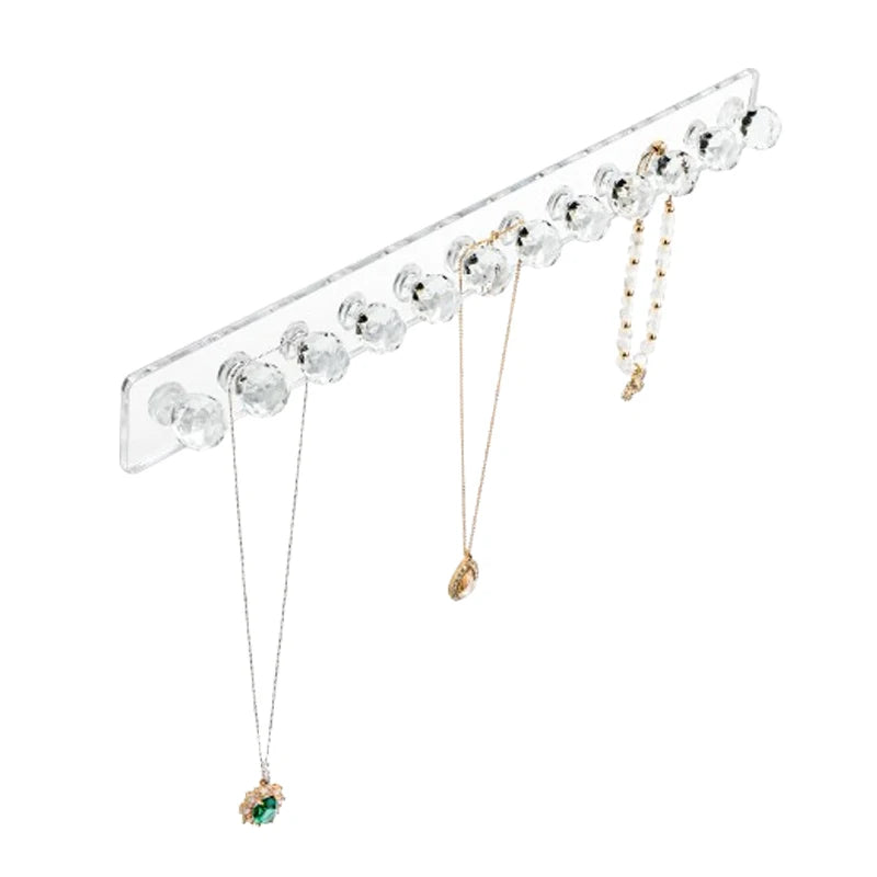 Acrylic Transparent Necklace Hanger Wall Hanging Jewelry Rack Hook 12 Diamond Necklace Holders Wall Mounted Storage Hook Rack