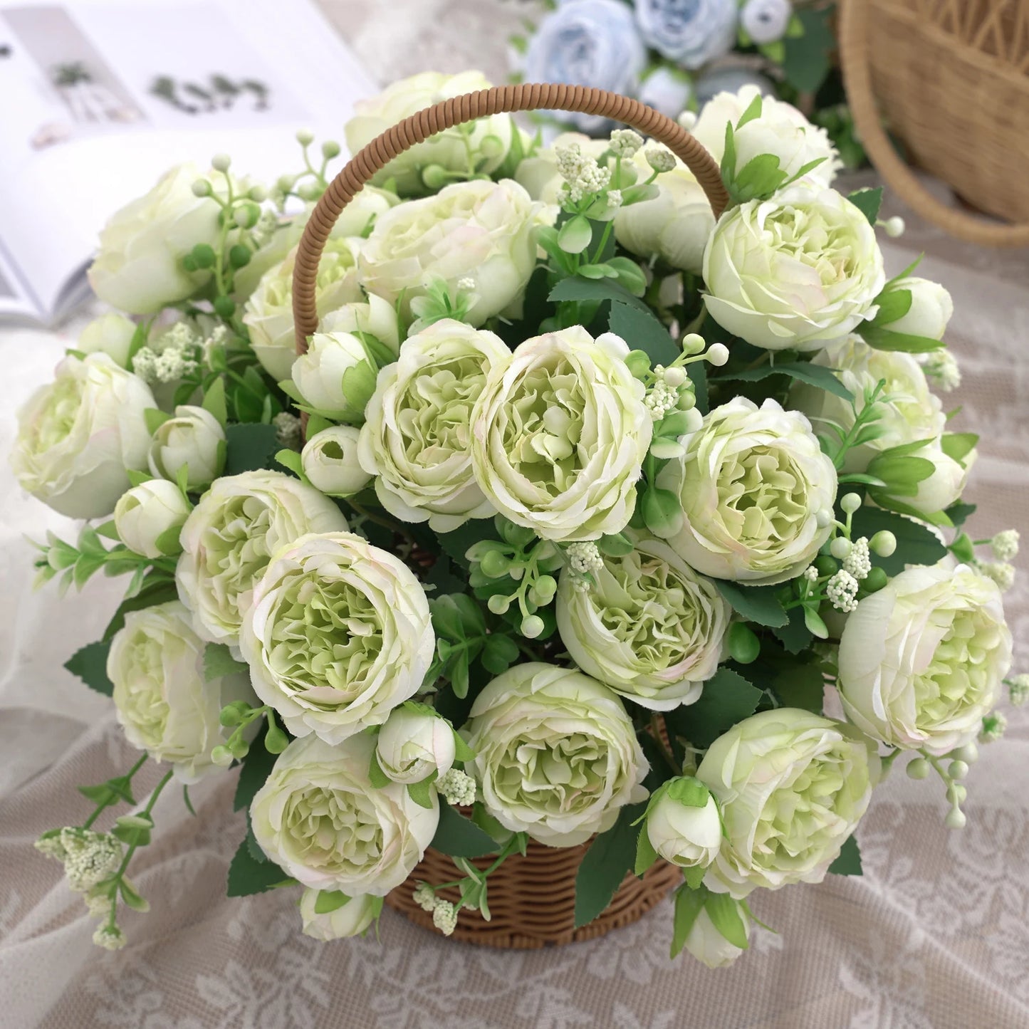 1pc Artificial Flower for Decoration Fake Flowers Silk Peony Faux Bouquet Plastic Arrangements for Home Bridal Wedding Party