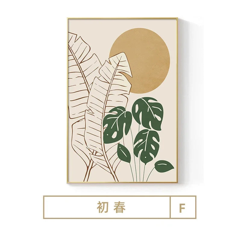 Modern Minimalist Wall Art Korean Yellow Green Flower Canvas HD Canvas Print Poster Home Living Room Bedroom Decoration