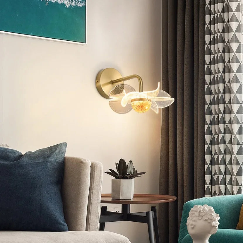 LED Wall Lamp Modern Luxury Flower Shaped Decorative Light Bedroom Bedside Study Dining Room Living Room Background Wall Lamp