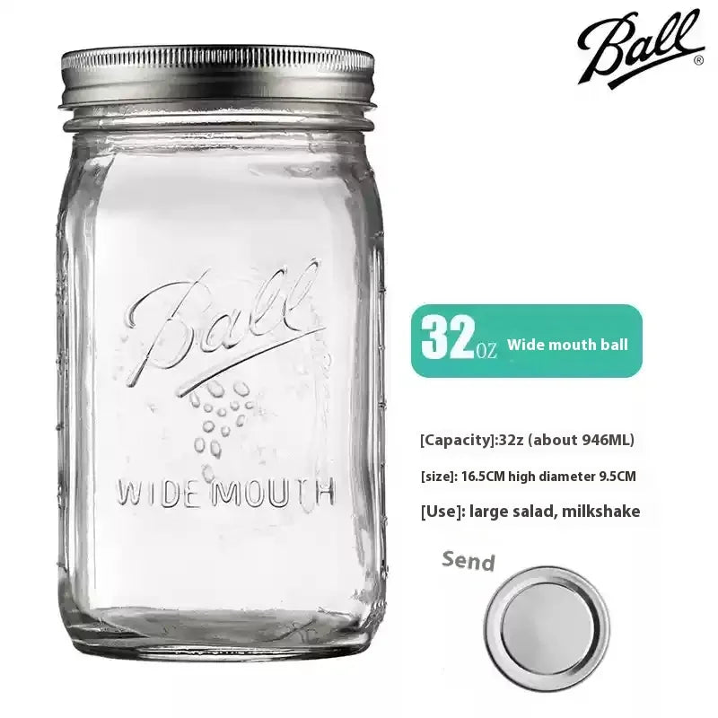 American Mason Jar Glass Transparent Oat-Sealed Beverage Cup Durable Kitchen Storage Container for Milk Shake & Juice