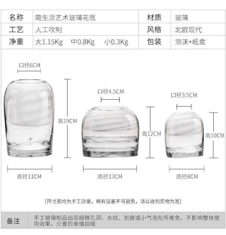 European style simple vase creative INS glass flower living room dining table flower vase crafts