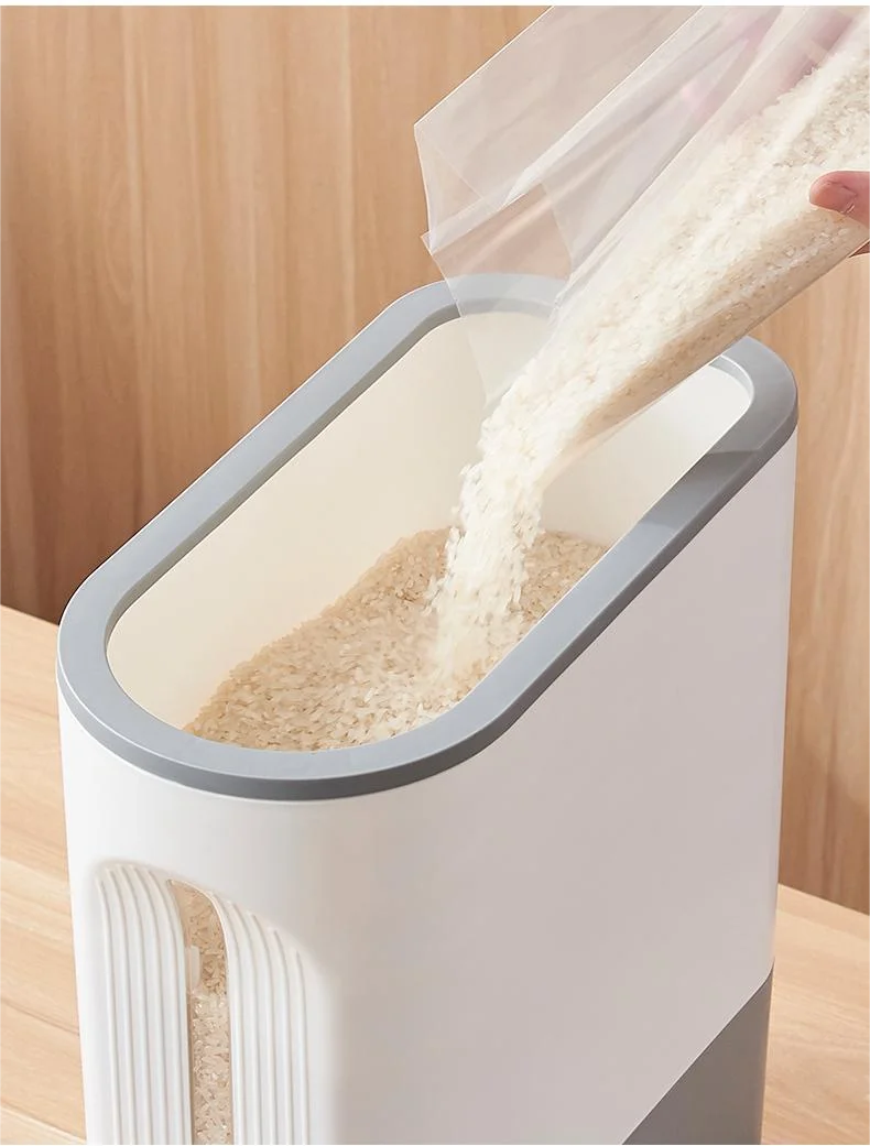 Rice bucket with measuring cup, large capacity grain storage container, moisture-proof and insect proof sealed storage container