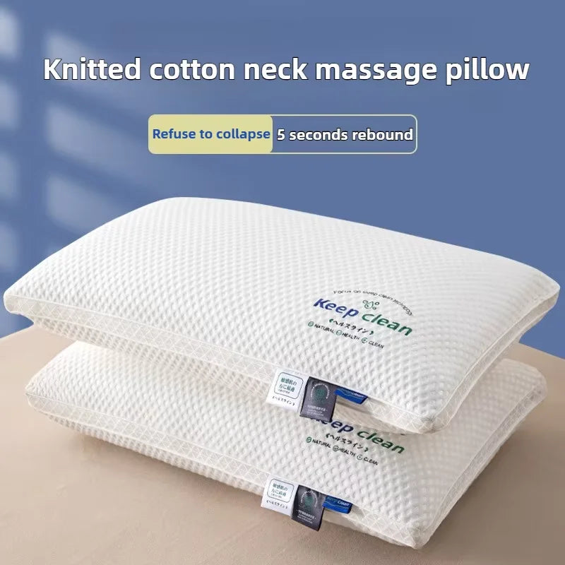 Breathable Knitted Cotton Pillow for Adults Hotel Home Use Non Collapsing Hypoallergenic White Rectangular Durable Pillow Core