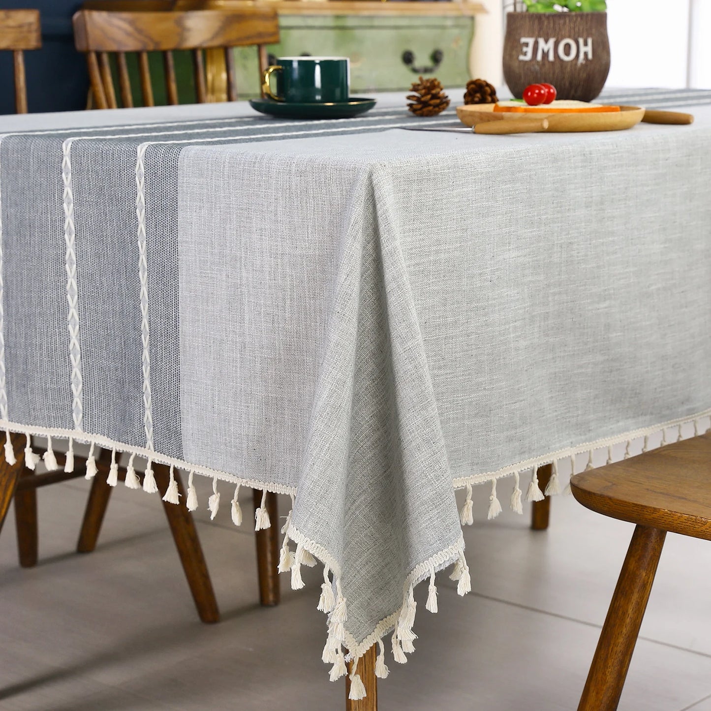Battilo Linen Cotton Tablecloth Round Rectangular Table Cloth Waterproof Table Cover for Dining Coffee Table Kitchen Room Decor