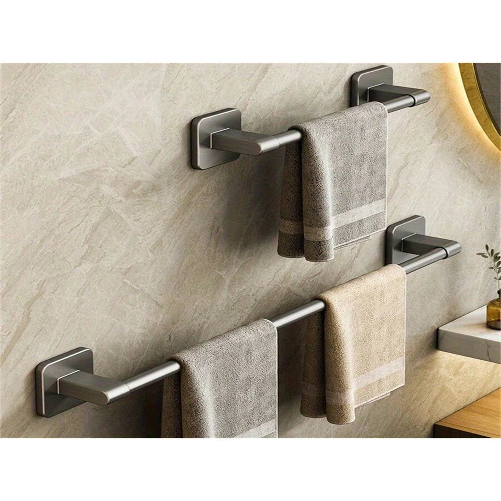 Bathroom Facilities Gun Gray Perforated Wall Mounted Bathroom Towel Bar Size 30 70cm Bathroom Slippers And Towels