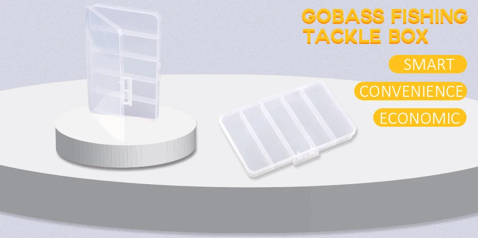 GOBASS Convenient Organizer Container Plastic Fishing Tackle Box 5 Grids Compartments Lure Hook Storage Case Fishing Accessories