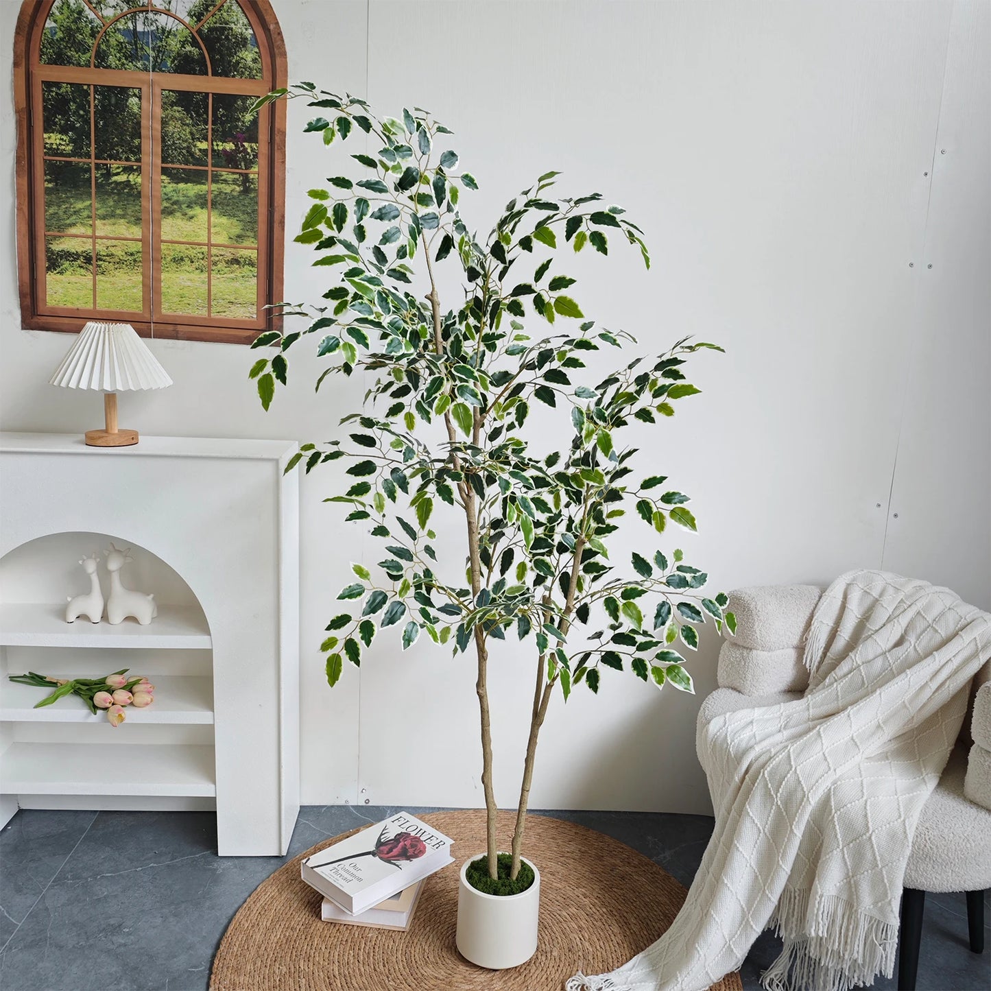 150-170cm New Artificial Ficus Plant Potted indoor outdoor Fake Plant for Home garden Room Balcony shops festival Decor With pot