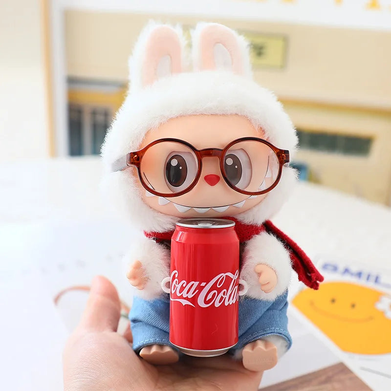 Labubu 6.5cm Glasses Accessories Transparent Plastic Glasses for 15-17cm Labubu Plush Doll DIY Toys for Labubu Sunglasses 