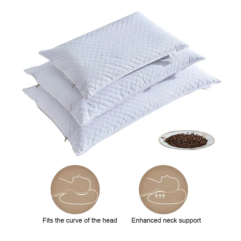 Holaroom Bedding Pillow Neck Protection Pillows Plaid Shaped Buckwheat Husk Filling Cushion for Home Sofa Office Nap Sleeping