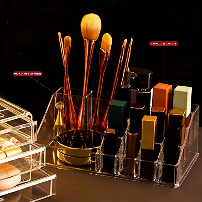 Lipstick Makeup Brush Pen Holder Transparent Storage Rack Desktop Cosmetics Storage Box Office Desk Acrylic Box Home