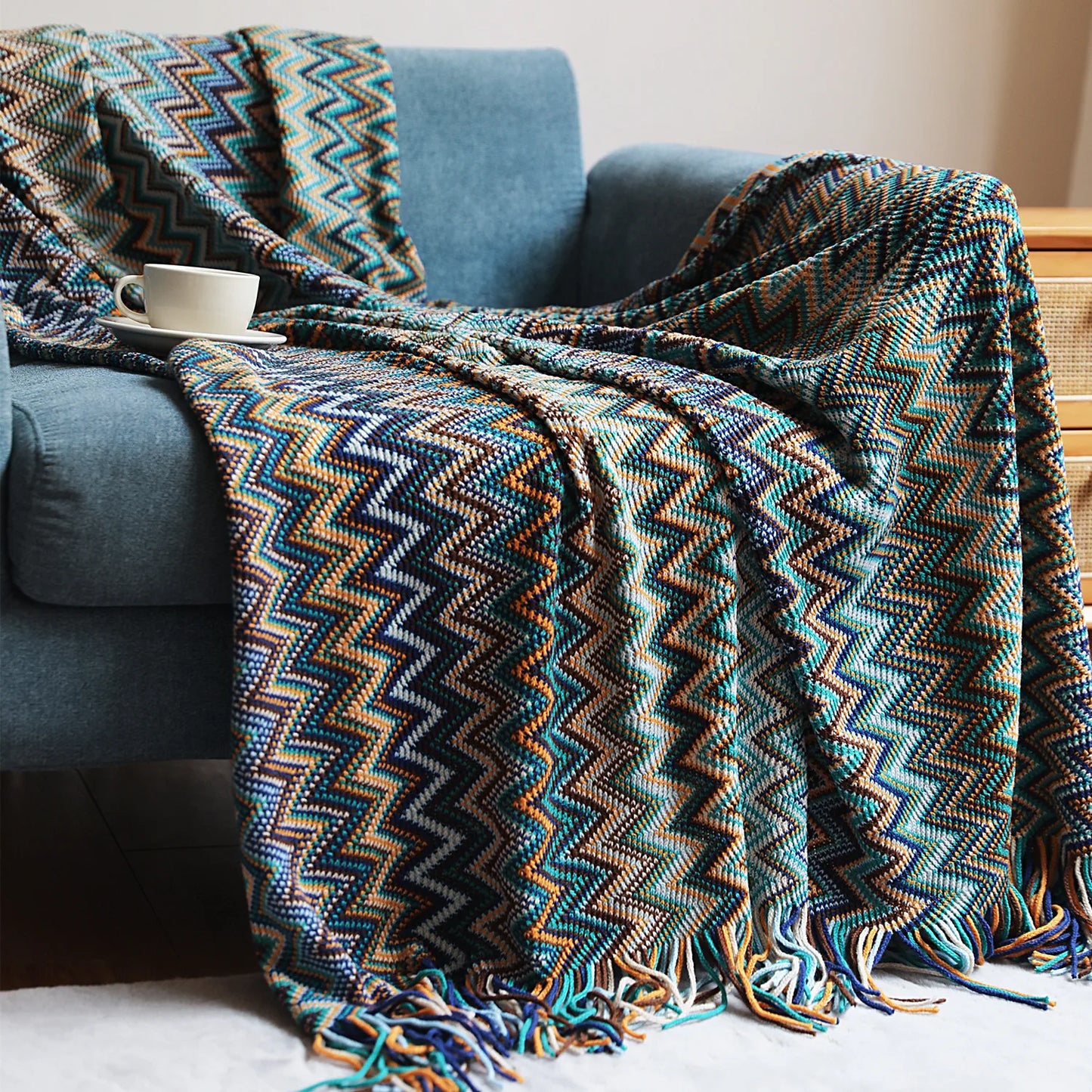 Bohemian Sofa Blanket Summer Knitted Throw Blanket Lazy Travel Shawl Office Air Conditioning Nap Blanket Throw Blanket for Sofa
