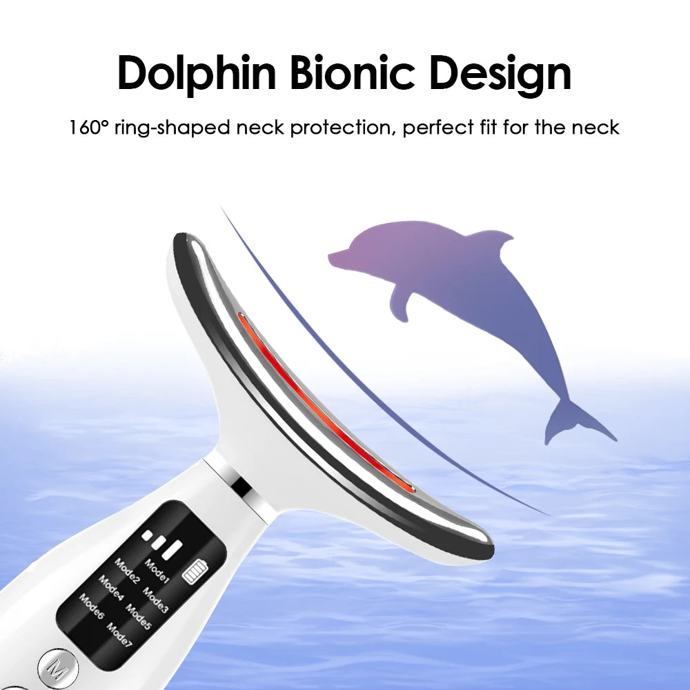 7 Colors LED Lights Face Neck Beauty Device Vibration Massage Improve Neck Lines Reduce Double Chin Neck Lifting Massager