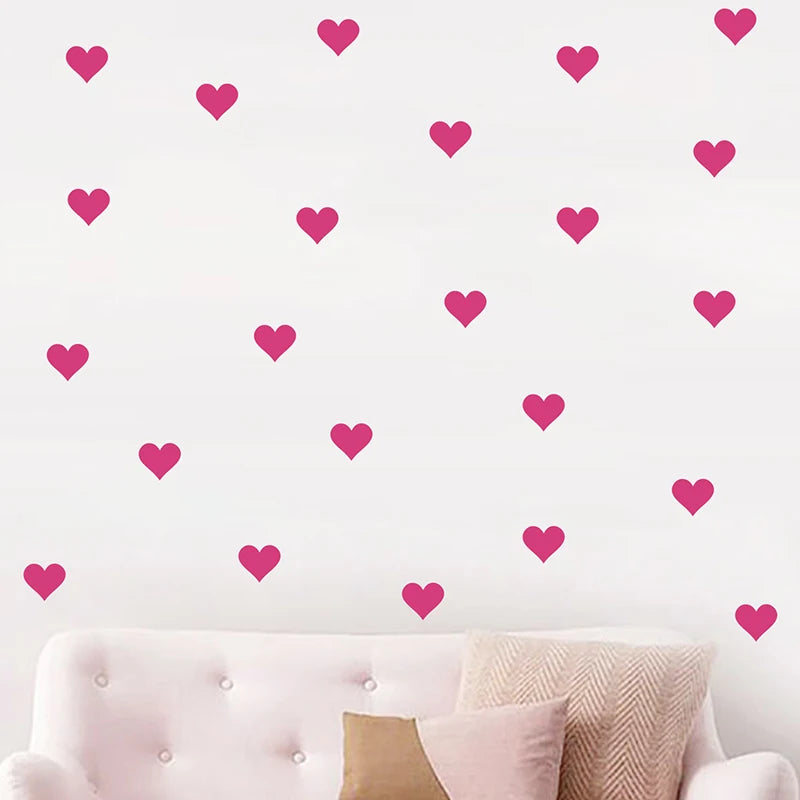 54pcs/set 5cm Soft Pink Heart Shape Wall Stickers for Kids Room Baby Nursery Room Wall Decals Bedroom Girl Room Home Decor Vinyl