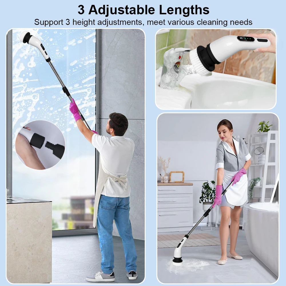Electric Cleaning Brush Multifunctional Electric Bathroom Cleaning Brush Household Rotation 9in1 Toilet Cleaning Electric Brush