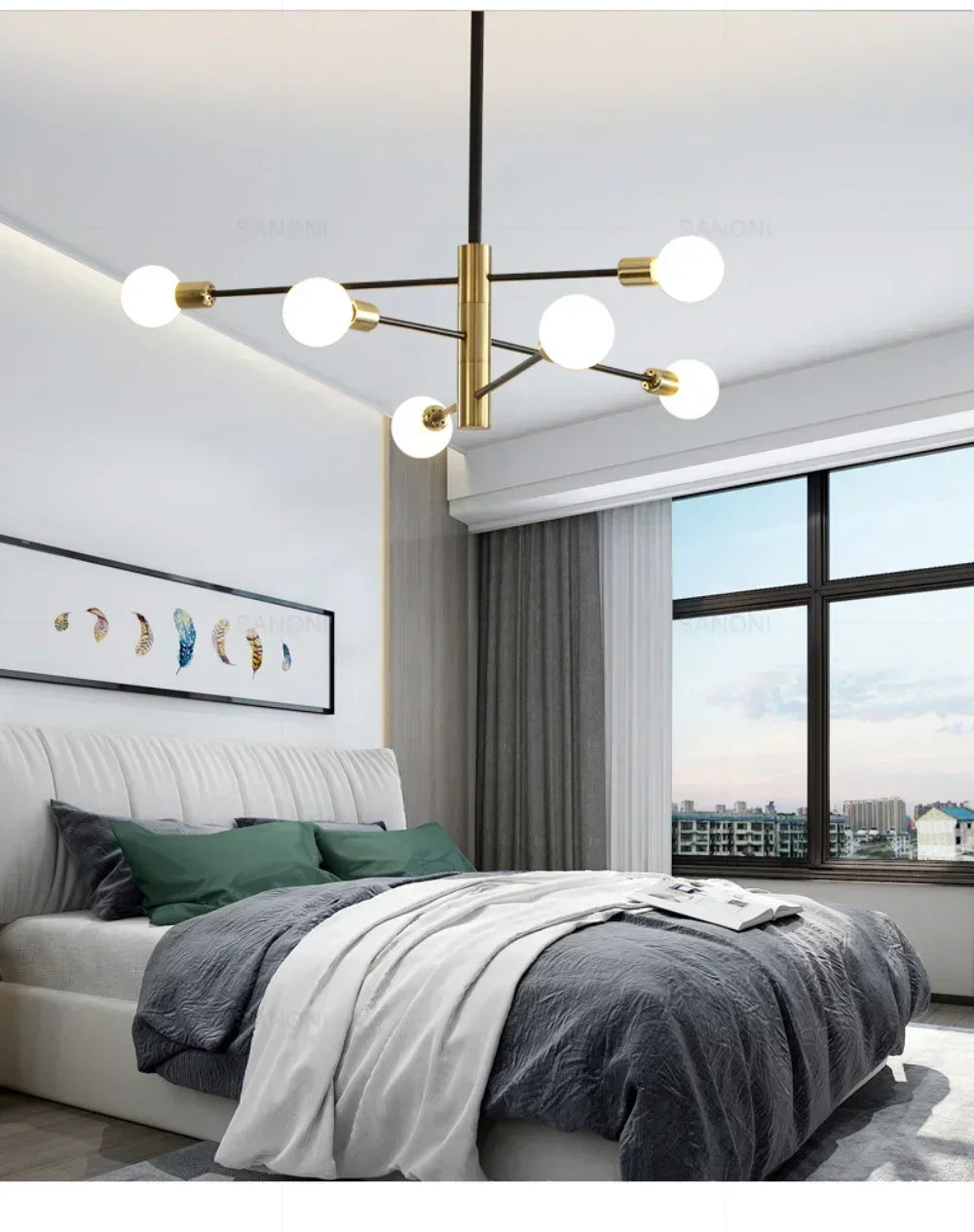 Postmodern Living Room Chandelier Dining Room Bedroom Light Luxury Nordic Lamps Simple Atmospheric Molecular Lamp Home Decor