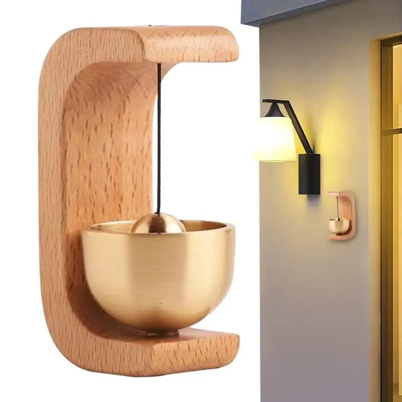 Magnetic Door Bell Natural Wooden Brass Doorbell Chime With Double-sided Tape For Home Doorbell Housewarming Gift