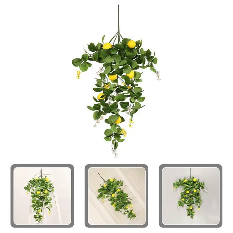 Artificial Lemon Branch Fake Lemon Leaves Yellow Green Fake Lemon Bouquet Hanging Lemon Branch For Wedding Party Decoration