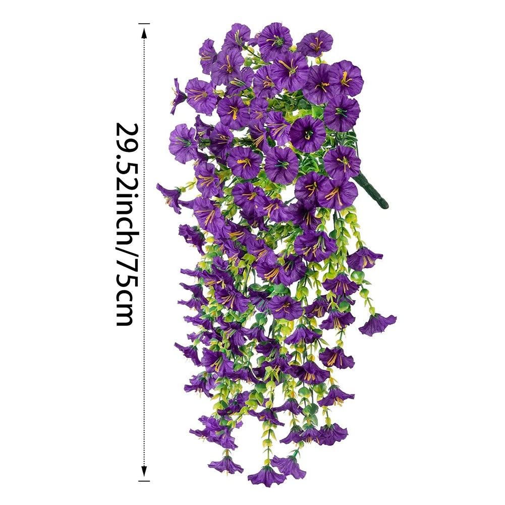 75cm Artificial Flowers Fake Morning Glory Flowers Eucalyptus Leaves Hanging Flowers For Outdoor Party Wedding Garden Decoration