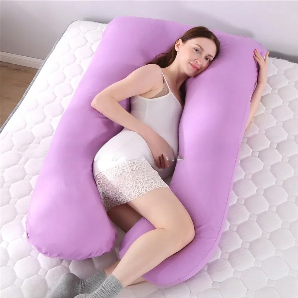 Pillow for Pregnant Women Four Seasons Universal Solid Color U-shaped Cushion Waist Support Nursing Mother Long Body Pillow