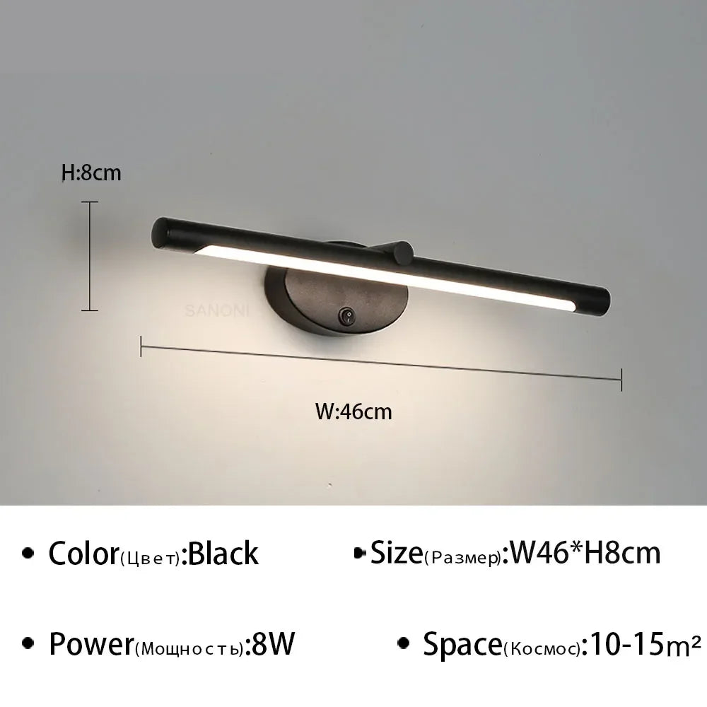Modern LED Bathroom Wall Lamp Bathroom Hardware Wall Sconce With Touch Switch For Bedroom LED Bathroom Bath Mirror Line Lamp