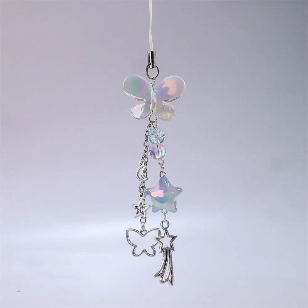 Cell Phone Rope Chain Anime Pendant Y2K Beaded Beads Chain Handmade Beads Strand Choker Pink Key Chain Phone Charm Key Chain