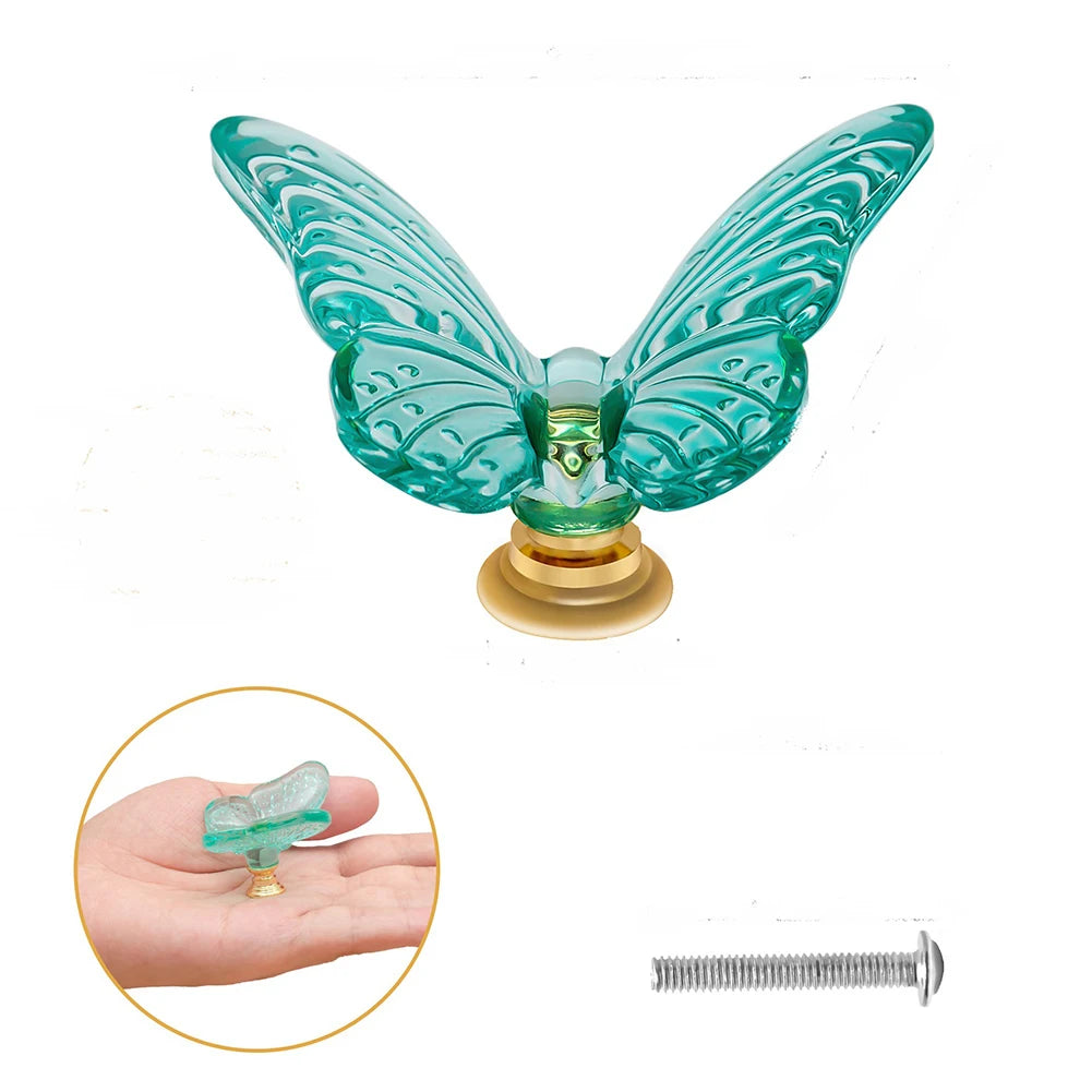 1pcs Butterfly Dresser Pulls Clear Drawer Knobs Cabinet Knobs Bathroom Door Knobs Cabinet Handle Knobs For Dresser Accessories