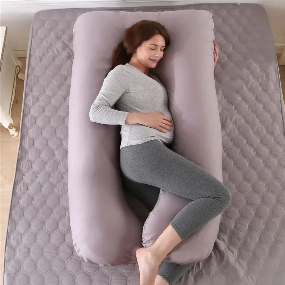 Pillow for Pregnant Women Four Seasons Universal Solid Color U-shaped Cushion Waist Support Nursing Mother Long Body Pillow
