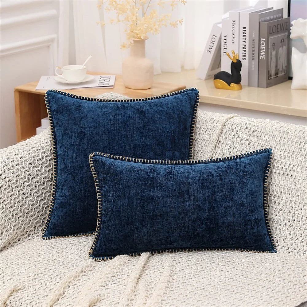 Homaxy Chenille Cushion Cover 50x50cm Velvet Decorati Throw Pillow Cover Soft Luxury Pillowcase For Sofa Decor Pillow Case 40x40