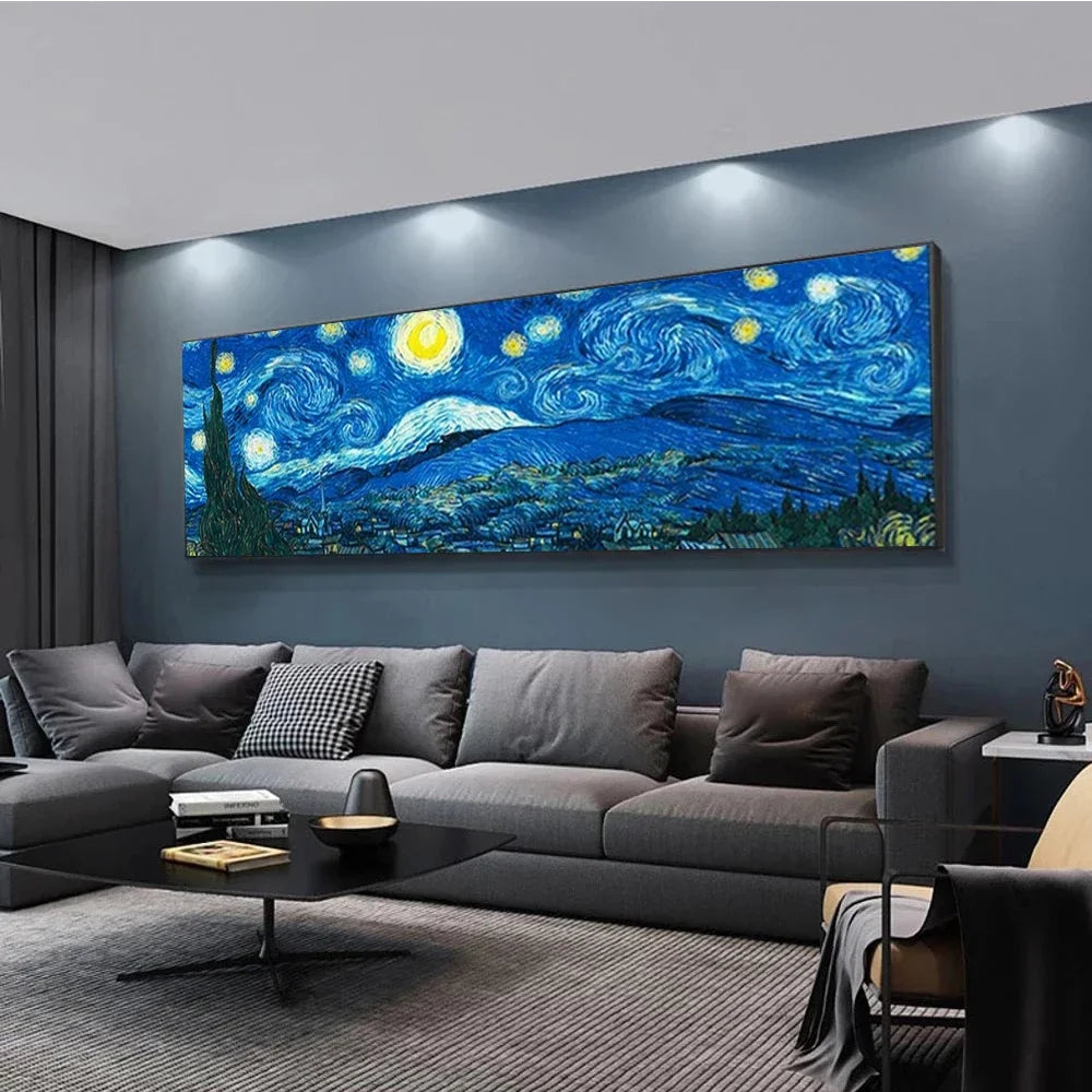Scandinavian Minimalist Wall Art Van Gogh Painting "Starry Night" HD Canvas Poster Prints Home Bedroom Living Room Decoration