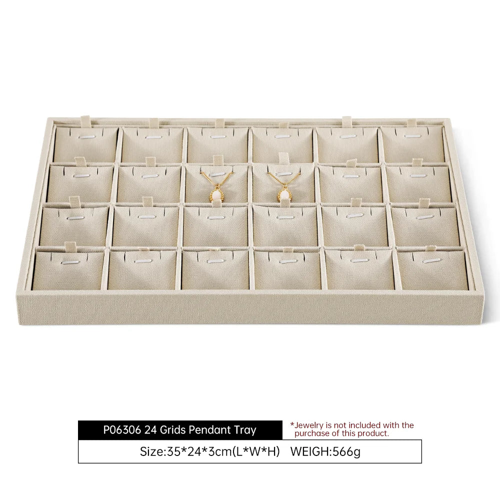 YinBeiNi Linen Stackable Ring Earring Bracelet Necklace Display Tray Jewelry Storage Drawer Insert Organizer Holder Tray P062