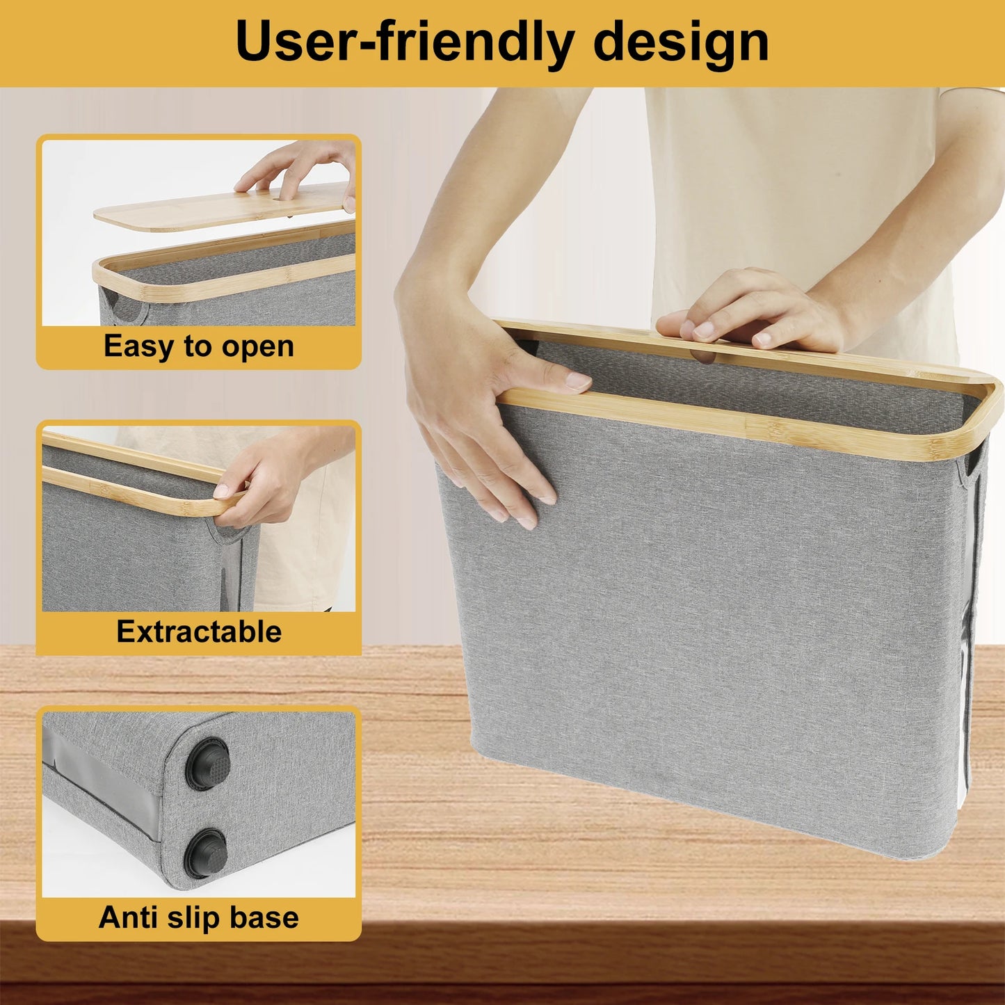 Bathroom Toilet Paper Basket Foldable Large Capacity Toilet Rolls Paper Storage Basket with Wooden Lid for Bathroom Organizer