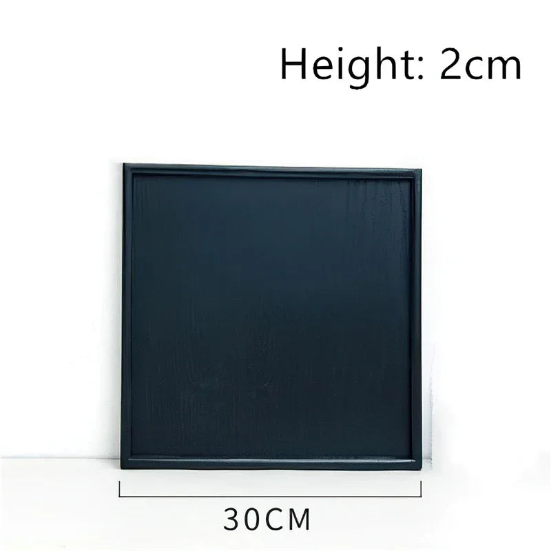 Wooden Tray Japanese Style Black Rectangle 30cm Coffee Tea Set Tableware Pallet Food Cake Plate Home Kitchen Storage Supplies