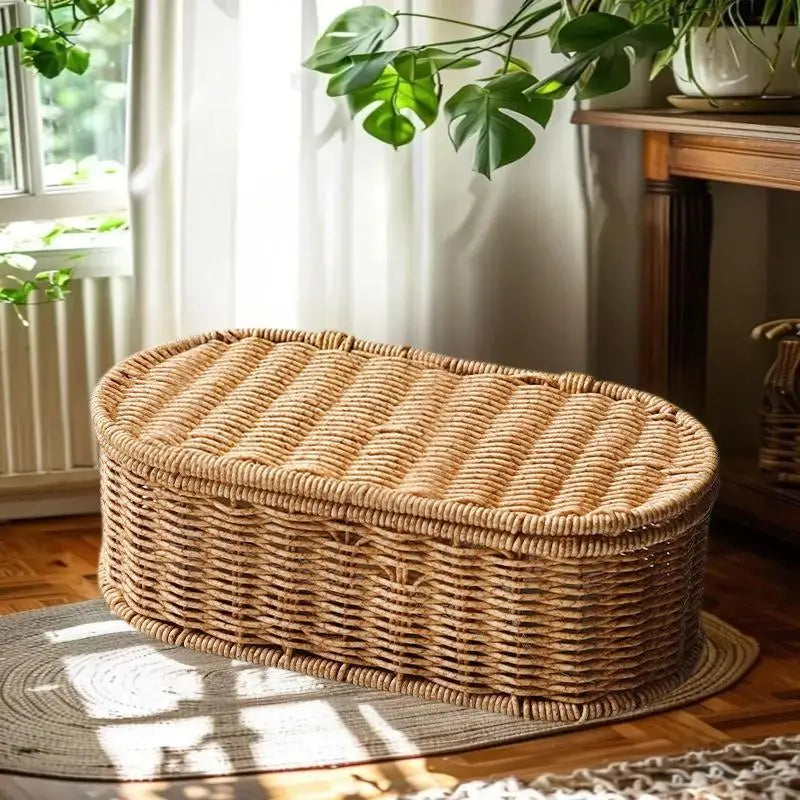 Bohemian Imitation Rattan Storage Basket Woven Dust-proof Frame Home Decoration Organizer