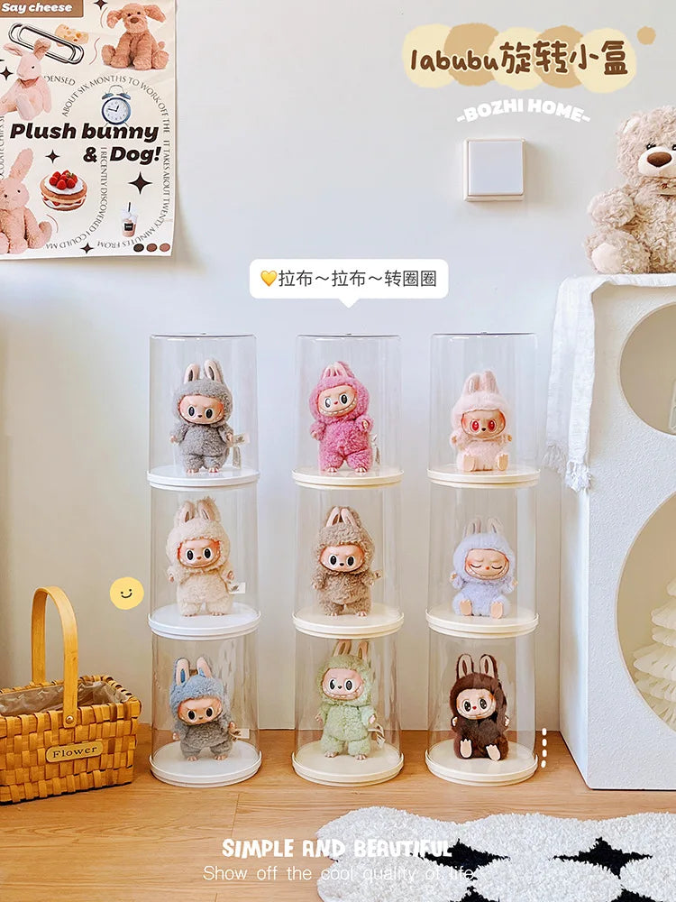 Labubu Pendant Display Box Rotating Transparent Labubu Doll Storage Blind Box Storage Display Dustproof And Moisture-Proof